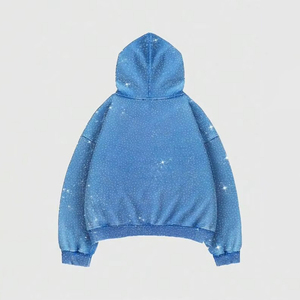 Sweat à capuche surdimensionné personnalisé de haute qualité, avec strass, style streetwear, respirant, pour hommes, avec option OEM - Product Image 2