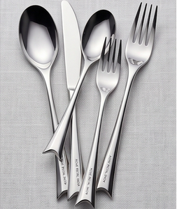 Juego de cubiertos modernos V-Tail con acabado pulido espejo, de acero inoxidable, resistente al deslustre, para uso diario, hoteles y fiestas. - Product Image 1