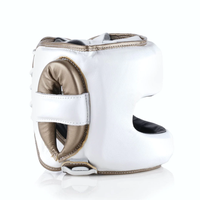 Casque de boxe Fly Boxing, couleur personnalisée, cuir véritable, fermeture à boucle complète, logo personnalisé, adulte unisexe, casque de sport pour le kick-boxing