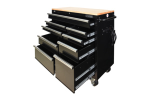 Wholesale 104cm 10-<b>Drawer</b> Lockable Heavy Duty Rolling Steel Tool Cabinet with Wooden Top for Garage <b>Workshop</b> Storage - Product Image 4