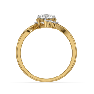 Anillo de Compromiso de Oro Amarillo con Diamante, Corte Brillante Redondo, Diseño Floral, Joyería Fina Clásica para Mujer - Product Image 3