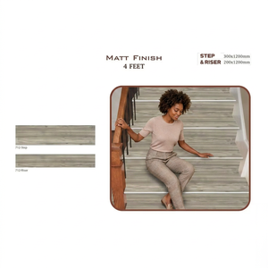 Luxury 1200x300mm Porcelain <b>Step</b> Riser Tiles Firebrick Matte Finish Anti-Slip Stair Treads for Hall From Indian Manufacturer - Product Image 2