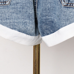 Shorts de Mezclilla para Mujer, Estilo Casual de Verano, Corte Regular, Cintura Media, con Ribete Blanco en Contraste - Product Image 5