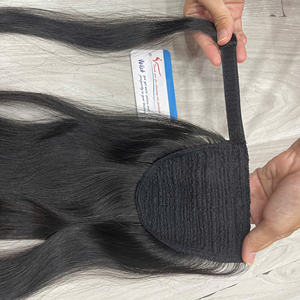 ผมต่อหางม้าแบบลอนคลื่นธรรมชาติ คุณภาพดีที่สุด ความหนาแน่นสูง สีดำธรรมชาติ ผมแท้เวียดนาม - Product Image 4