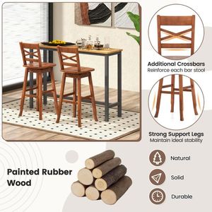 Set di 2 Sgabelli da Bar Moderni in Acciaio, Sedie Girevoli Alte 76 cm con Poggiapiedi per Cucina e Sala da Pranzo - Product Image 6