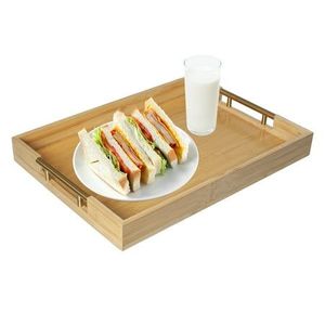 Plateau de service en bois, design artisanal haut de gamme, surface lisse et polie, idéal pour servir le petit-déjeuner et les collations. - Product Image 6
