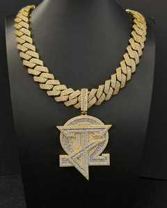 Custom Men's Hip Hop Jewelry Iced <b>Chain</b> Charm Pendant Two Tone Plating Personalized <b>Name</b> Letter Moissanite - Product Image 1