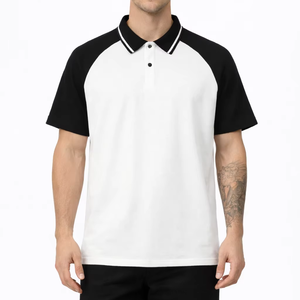 <b>Men</b>’s <b>White</b> and Black Contrast Polo T <b>Shirt</b> – Premium Cotton Blend Regular Fit <b>Short</b> <b>Sleeve</b> Polo with Soft Breathable Fabric - Product Image 1