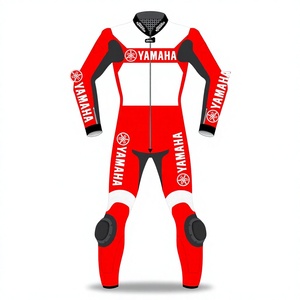 Traje de Motociclismo Ramaha Rojo y Blanco de 1 Pieza, Mono de Piel de Vaca/Canguro para Motocicleta/Pista/MotoCp, Traje para Motociclista Leve - Product Image 1