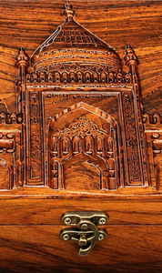 Caja de almacenamiento islámica de madera antigua y hermosa, tallada con diseño de cúpula de mezquita, cofre decorativo para almacenamiento, venta al por mayor. - Product Image 2