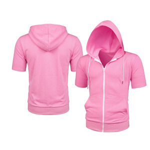 Sweat-shirts à capuche à manches courtes d'été OEM ODM en coton premium, personnalisables avec marque privée, production de vêtements en gros, décontractés - Product Image 6