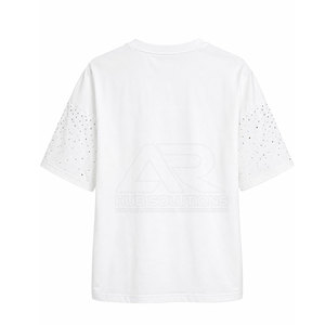 T-shirt élégant surdimensionné avec strass, 100 % coton, respirant, écologique, vêtements décontractés pour hommes, vêtements de mode en vente - Product Image 2