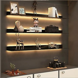 Estante Flotante de Madera Sheesham con Iluminación LED, Diseño Minimalista para Sala de Estar |   Muebles de Almacenamiento Artesanales de Moradabad al por Mayor - Product Image 3
