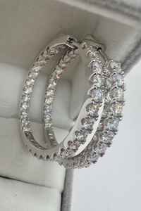 Boucles d'oreilles créoles Moissanite Inside Out en argent sterling pour femme, bijoux de luxe tendance, boucles d'oreilles statement - Product Image 6