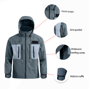 Veste de randonnée imperméable et légère avec fermeture éclair, multi-poches, respirante et à capuche – Fournisseur en gros B2B - Product Image 2