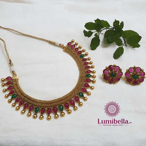 Kemp Gold Plated <b>Pearl</b> Geometric <b>Necklace</b> <b>Set</b> with Bracelet and Ring - Product Image 1