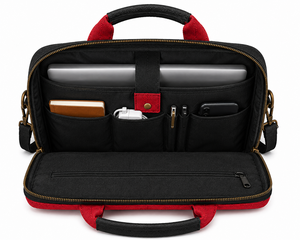 Maletín Moderno para Portátil AMANI de Yute, 16 Pulgadas, Bolsa de Hombro para Negocios con Asa Protectora y Cierre, Ecológico, Negro y Rojo - Product Image 5