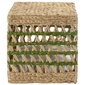 Mesa auxiliar cuadrada de mimbre marino con rayas verdes, cama cueva para gatos, casa para perros, mesita de noche, condominio para gatos, mueble para mascotas - Product Image 6