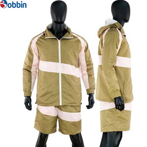 Conjunto Deportivo de Nylon Transpirable y Cómodo, Estilo Hip Hop, Chaqueta Corta con Cierre y Parches con Logotipo Personalizado, Pantalones Cortos Deportivos - Product Image 5