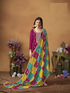 Traje Salwar de Seda Chinon Ligero con Estampado para Mujer, Estilo Indio Pakistaní, Diseño Étnico Moderno para Fiestas, Festivales y Bodas - Product Image 3