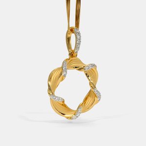 Collar con Colgante de Diamante Cultivado en Laboratorio en Forma de Círculo Trenzado en Oro Amarillo - Product Image 6