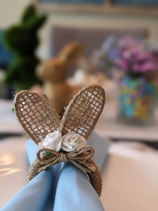 Bunny Ear Shape <b>Rattan</b> Napkin Ring Handwoven Cute <b>Table</b> Decor For Kids Party <b>Dining</b> Home Cafe Event And Celebration Styling - Product Image 2