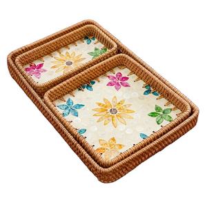 Bandeja de servicio ecológica versátil con hueso de resina de mármol acrílico de madera madreperla-Elegante forma cuadrada para cada evento - Product Image 2