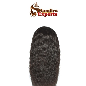Peluca de Cabello Humano Ondulado Barato de la India, Tamil Nadu, 100% Sin Procesar, Remy, Cutícula Alineada, Color Natural, Doble Trama Fusionada a Máquina - Product Image 4