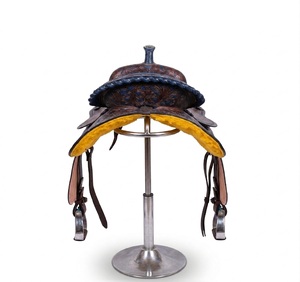Selle de cheval Western en cuir sur armature en fibre de verre, disponible en tailles personnalisées, avec cuir huilé foncé - Product Image 5