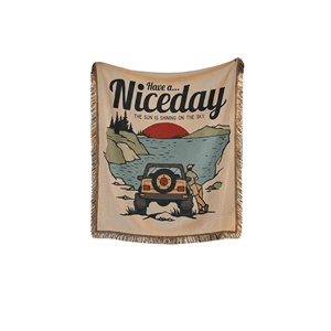 HYUGA Nouvelle couverture en coton polyvalente style bohème 172cm*122cm unisexe pour toutes les saisons, utilisable par temps froid/chaud, pour intérieur, camping, voyage - Product Image 1