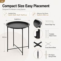 Table d'appoint moderne en acier thermolaqué avec plateau pliable et dessus amovible pour les acheteurs en gros de meubles de maison