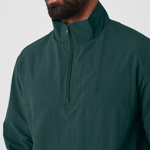 High Quality Two Piece Green Color Hooded Casual Jacket <b>Set</b> Drawstring Closure Breathable Unisex Nylon Polyester Streetwear - Product Image 4
