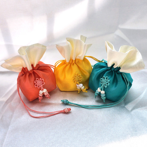 [Goyu] Mini Square Korean Bokjumeoni Pouch Traditional Fabric Drawstring Gift Bag Lucky Charm Jewelry Storage Handmade Wholesale - Product Image 1