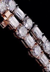32.00 CT Round And Emerald Cut Diamond 18K <b>Gold</b> Unisex Luxury <b>Necklace</b>-Trendy Lab Grown Jewelry for Gift Occasions - Product Image 2