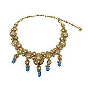 Ensemble de collier Kundan plaqué or 18 carats pour mariage et fête - Mode et tendance - NS614 Bleu - Product Image 2