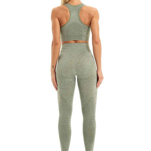 Conjunto de Yoga de 2 Piezas para Mujer, Poliéster, Espalda Cruzada, Cuello Redondo, Estampado a Cuadros, Pantalones Cortos de Cintura Alta, Cintura Elástica, Cómodo - Product Image 4