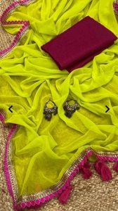 Sari indien en viscose modal uni, sans plis, réversible, pour fêtes et occasions spéciales - Product Image 5