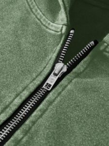 เสื้อฮู้ดดี้ผู้ชายแบบฟอกสีทรงโอเวอร์ไซส์ ซิปหน้า สไตล์วินเทจ มีฮู้ดสองชั้น ไหล่ตก แขนยาว สตรีทแวร์ - Product Image 4