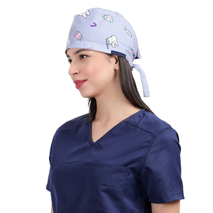 Professional Women Surgical <b>Scrub</b> <b>Cap</b> Breathable Cotton Nurse Hospital <b>Cap</b> Adjustable Medical Work Hat OEM Supplier - Product Image 3