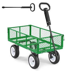 Carrello da Giardino in Acciaio Rinforzato da 400 kg con Pneumatici da 10 Pollici, Sgabello da Giardinaggio Regolabile per Esterni, Carrello Utilitario per Trasporto Carico - Product Image 1