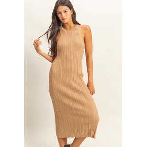 HYFVE-Vestido ajustado de cuello redondo para mujer, Vestido de punto acanalado, suéter cómodo - Product Image 4