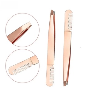 Pinzas para Cejas con Punta Puntiaguda de Acero Inoxidable, Diseño Ecológico y Duradero para un Aseo Preciso, Estilo Moderno, Rosa Dorado, Negro - Product Image 2