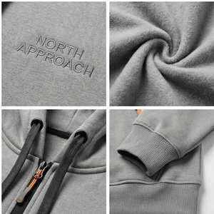 North Approach Men's Gray Quarter <b>Zip</b> Hoodie with <b>Front</b> Pockets and Orange Zippers Regular Fit Casual Sweatshirt Autumn Wear - Product Image 4
