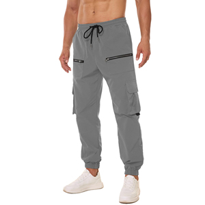 Classic Solid Color Mens Cargo Jogger Pants Minimal Multi Pocket Design Casual Bottoms Cargo Trousers For Urban Life Wear - Product Image 3