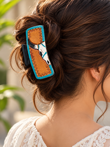 Nouvelles pinces à cheveux en cuir façonnées à la main, élégantes, en cuir véritable, style vintage, pour un usage quotidien, accessoires pour cheveux pour femmes - Product Image 1