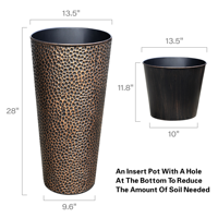 Ventes en gros de pots de fleurs décoratifs en métal personnalisés, grands pots noirs pour jardin et maison, durables et écologiques