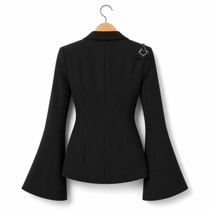 Heritage Masonic Regalia Greek Letters Black Flare Sleeve <b>Blazer</b> Notched Collar Single <b>Button</b> Elegant Office Coat - Product Image 3