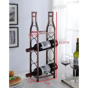Metal <b>Wine</b> Bottle Holder Stand Farmhouse Design Round Shape Decorative Bar Counter Storage Rack Waterproof 5L Capacity - Product Image 2