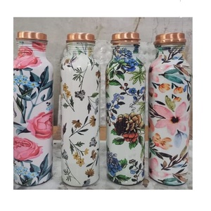Classic Style Enamel Finishing Decoration Water <b>Bottle</b> Flower Designing <b>Drinking</b> <b>Copper</b> <b>Bottle</b> At Inexpensive Price - Product Image 1