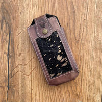 Cheveux de cow-boy occidental sur peau de vache métallique boucle de ceinture étui de téléphone portable étui de téléphone de luxe en cuir véritable personnalisé de haute qualité